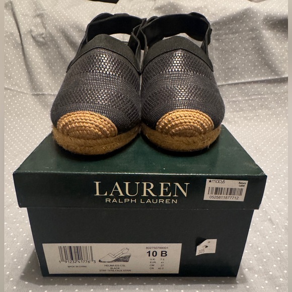 Lauren Ralph Lauren | NWOT Black Helma Espadrille Wedges Size 10B - Picture 3 of 7